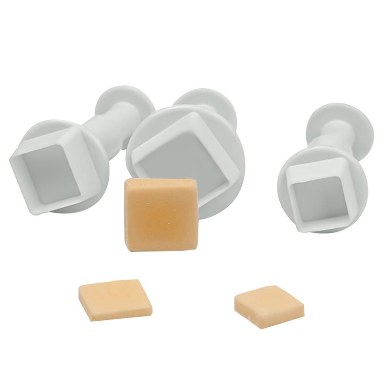 SK 3Pcs Square Plunger Cutters Set Fondant Sugarcraft Decorating Cutters Tools-Tiny(0.6") - Image 1